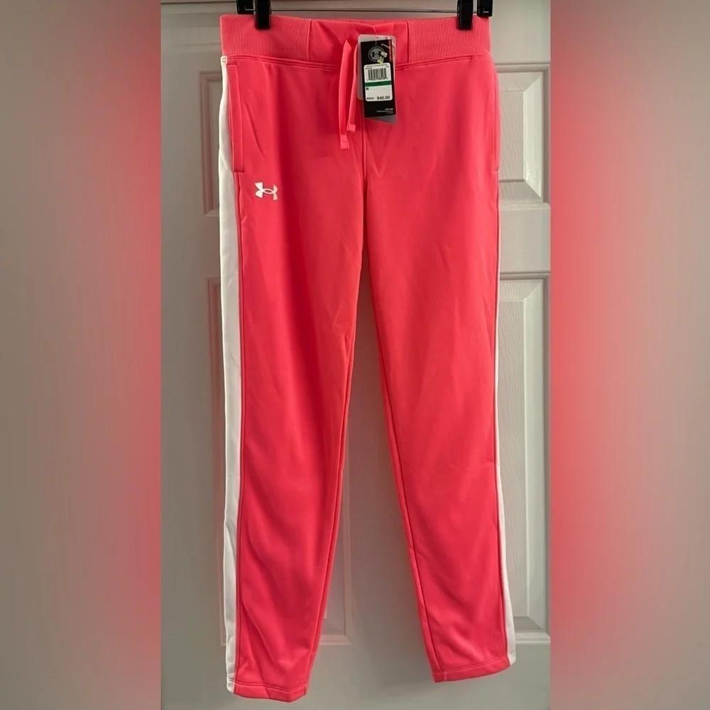 Under Armour Girls Armour Fleece Sweat Pants Pink Size L
